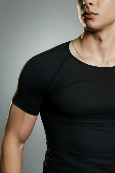 Man wearing the InShape Compression Undershirt against a studio background